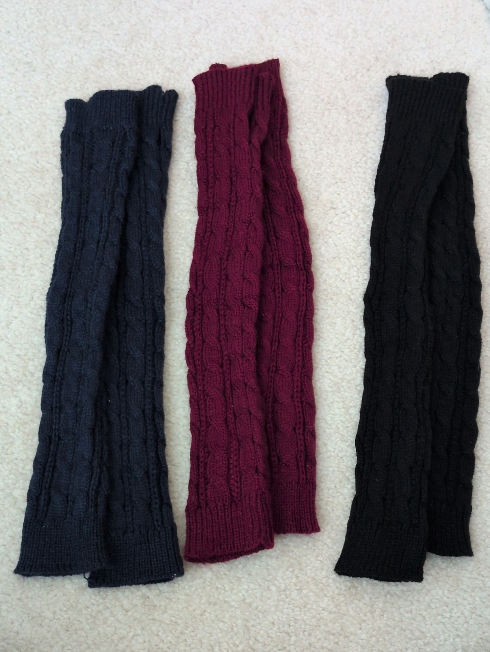 Women’s Cable Knit Arm Warmers - Black, Navy, Burgundy